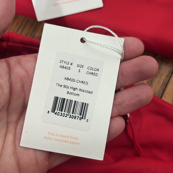 Andie Bikini Set Maui Top 90s High Waisted Bottom Cherry Red size S NWT - Picture 6 of 8